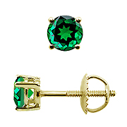 18K Yellow Gold 0.50cttw Emerald Earrings
