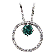 14K White Gold 0.66cttw Emerald & Diamond Pendant