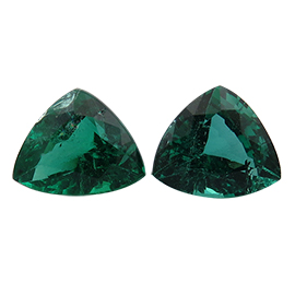 4.72 cttw Pair of Trillion Emeralds : Deep Rich Green