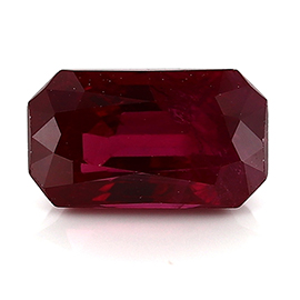 0.98 ct Emerald Cut Ruby : Deep Rich Red
