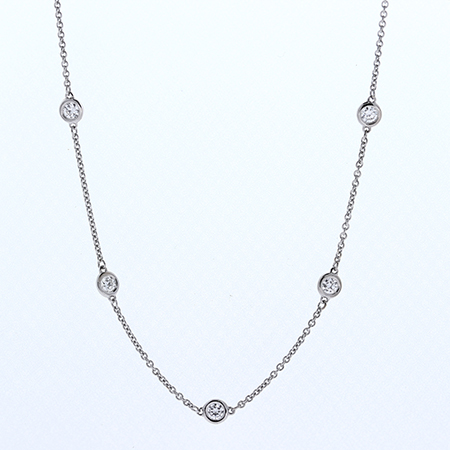 18K White Gold  Diamond by the Yard Necklace : 0.50 cttw Diamonds