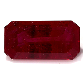 0.83 ct Emerald Cut Ruby : Rich Pigeon Blood Red