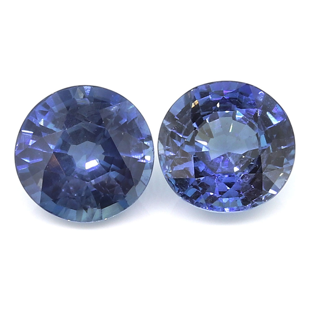 天然サファイア 2ピース　0、89ct 2.48 cttw Fine Blue Pair of Round Natural Blue Sapphires