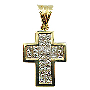 18K Yellow Gold 1.20cttw Diamond Cross Pendant